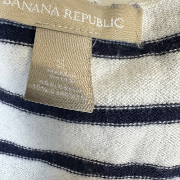 Banana Republic White/Black-Striped Button-up V-neck Cardigan Cashmere - Size S - Picture 7 of 10